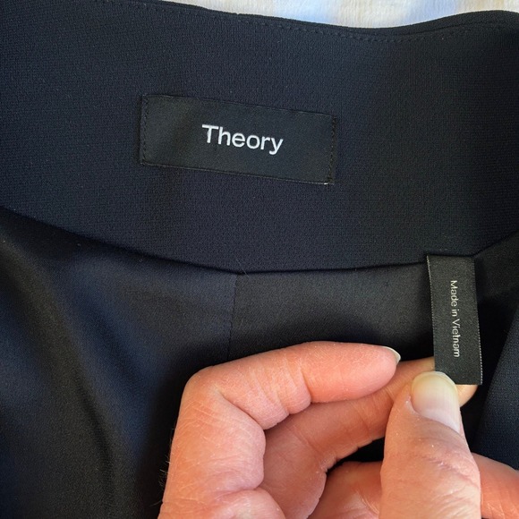 Theory Lindrayia Admiral Crepe Blazer Women 8 Deep Navy 3/4 Open Front Office - Picture 10 of 15